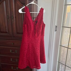Juniors City Studio Red Lace Glitter Mini Dress